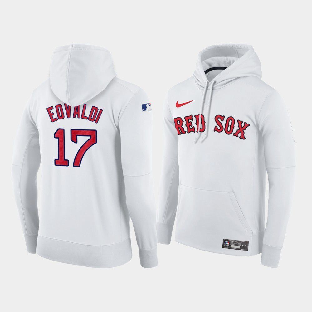 Men Boston Red Sox #17 Eovaldi white home hoodie 2021 MLB Nike Jerseys
